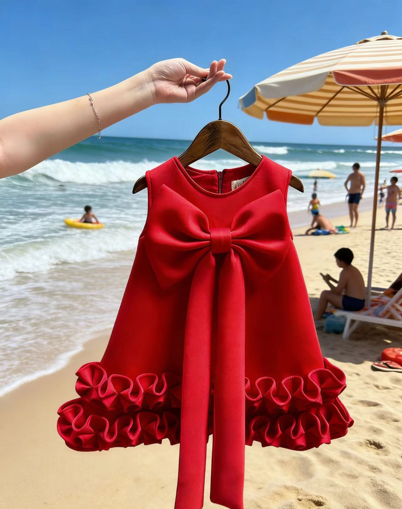 Vestido Infantil Barra Babados e Laço