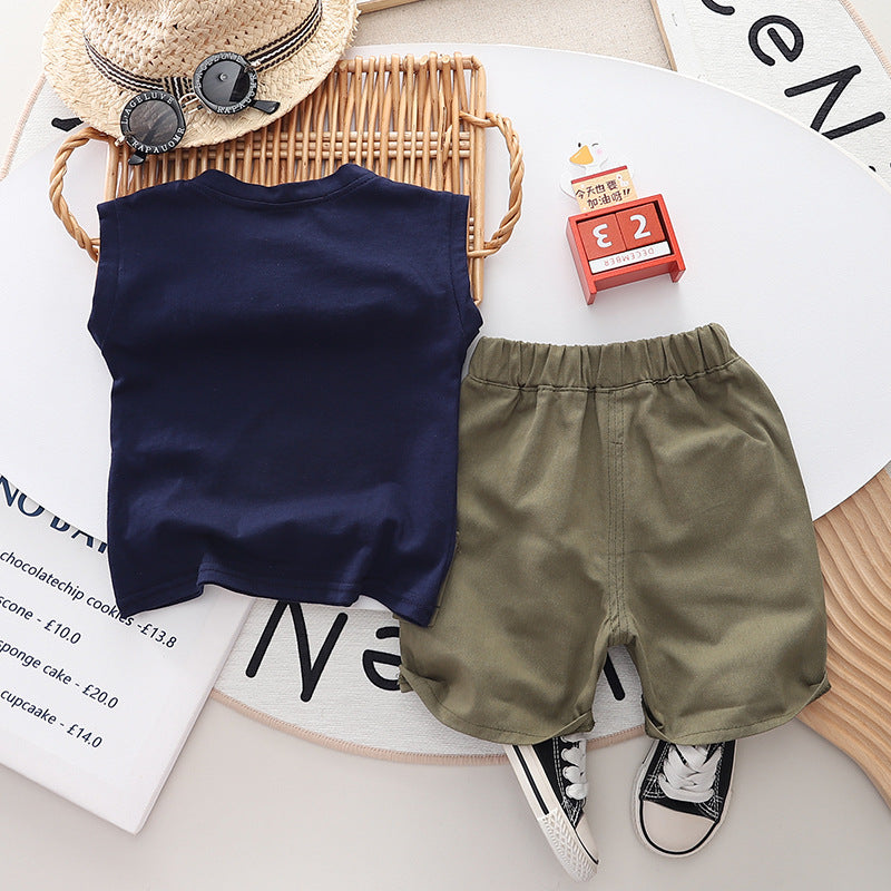 Conjunto Infantil Masculino Regata e Shorts Bolsinho