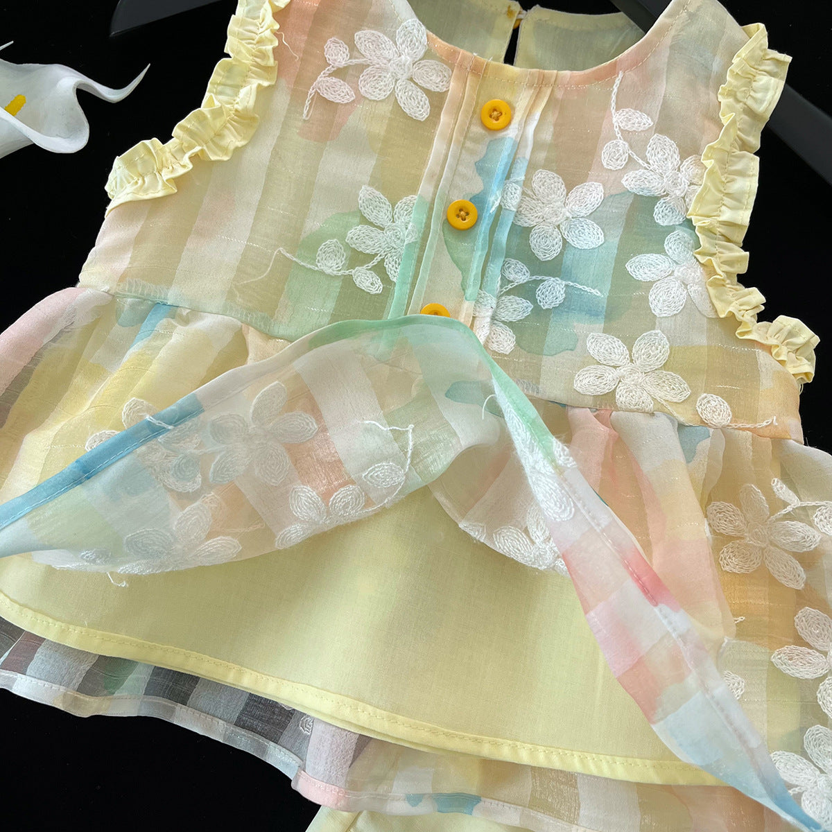 Conjunto Infantil Feminino Amarelo Flores