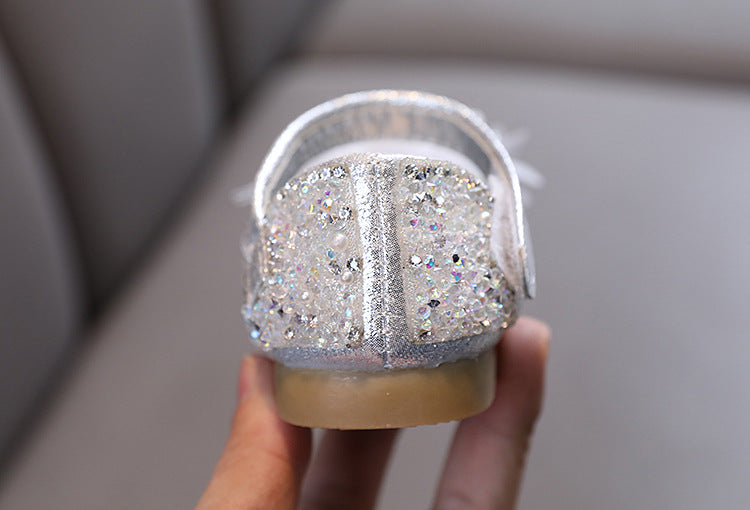 Sapato Infantil Feminino Brilhante com Flores