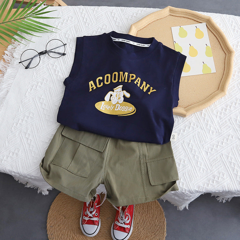 Conjunto Infantil Masculino Regata e Shorts Bolsinho
