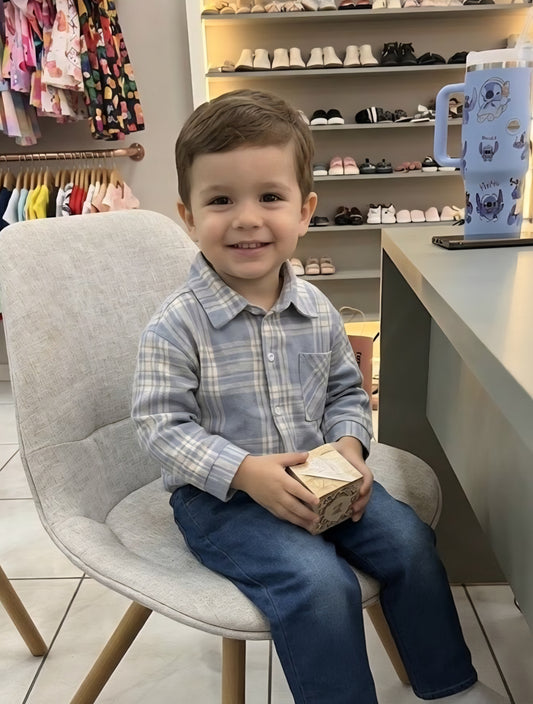 Conjunto Infantil Masculino Xadrez e Jeans