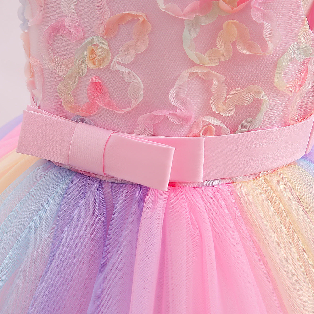 Vestido De Festa Tule Arco-Íris