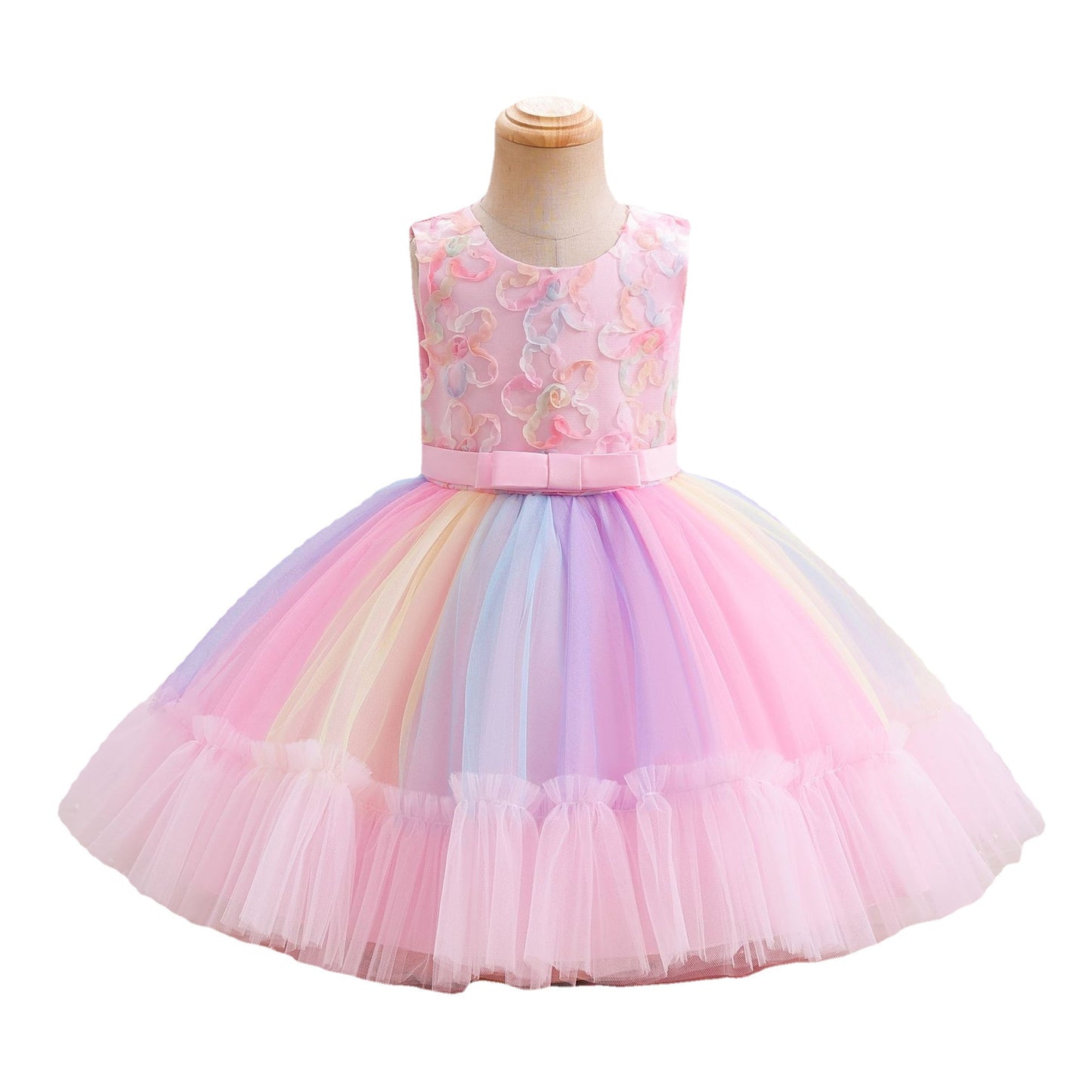 Vestido De Festa Tule Arco-Íris