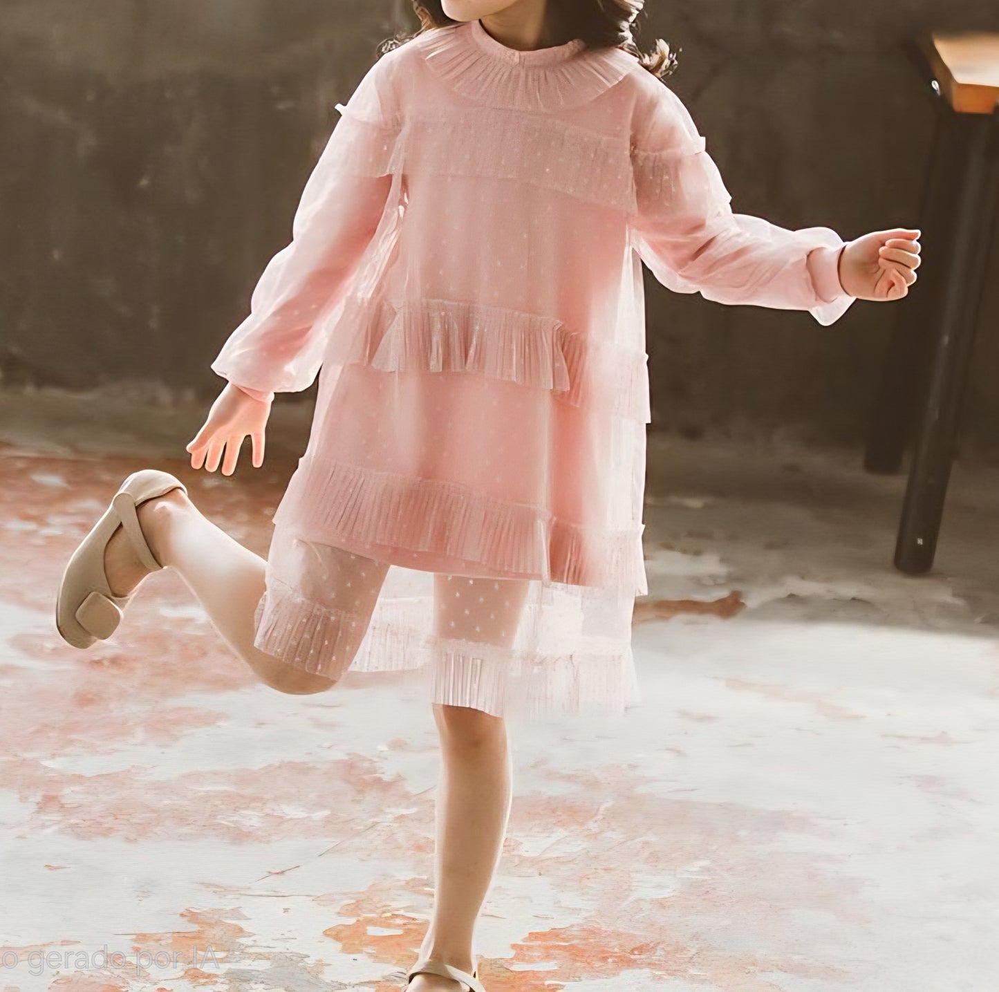 Vestido Infantil Babados Tule