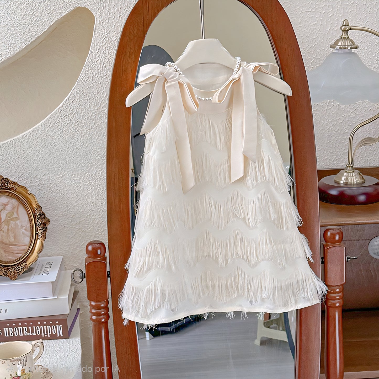 Vestido Infantil Plumas Lacinho