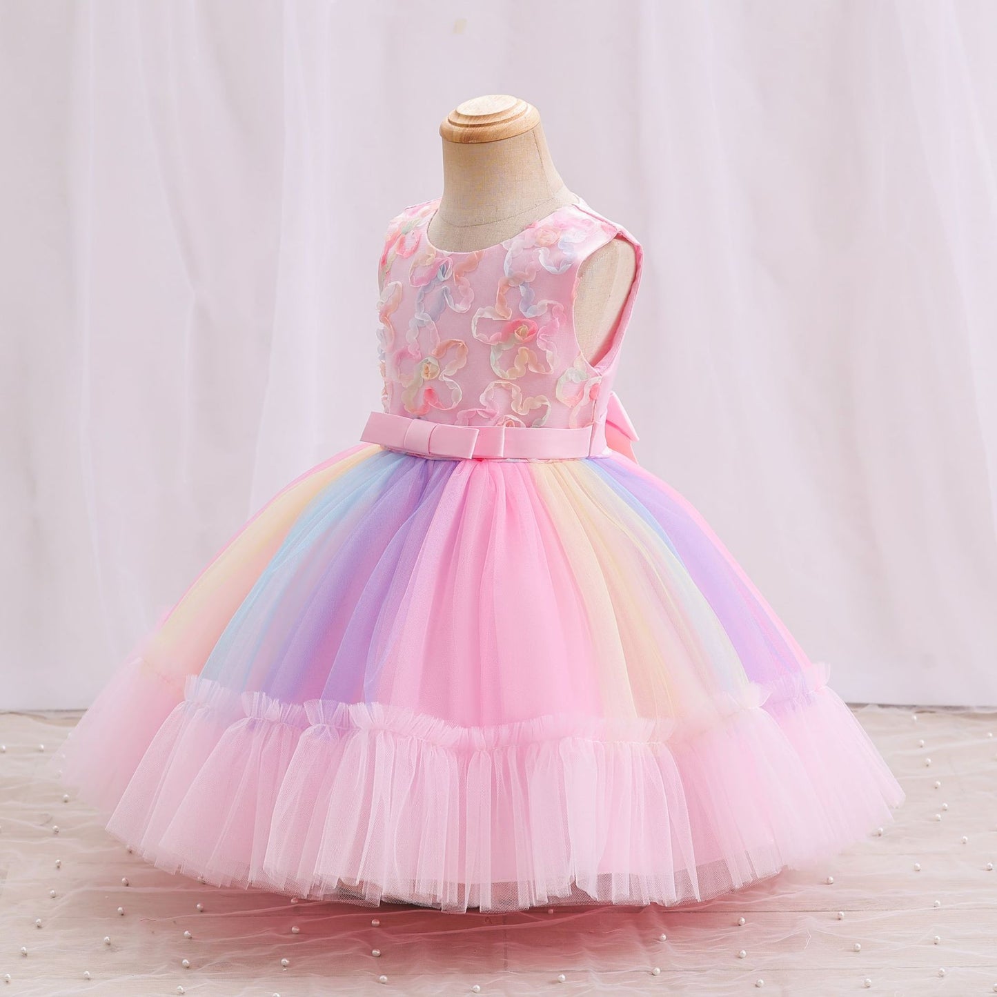 Vestido De Festa Tule Arco-Íris