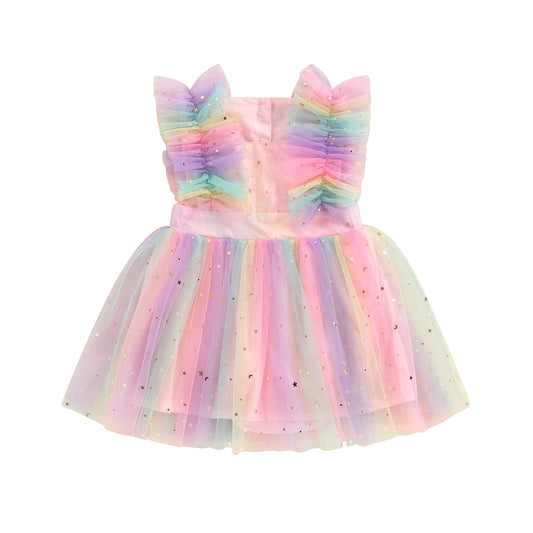 Vestido Infantil Tule Estrelinhas