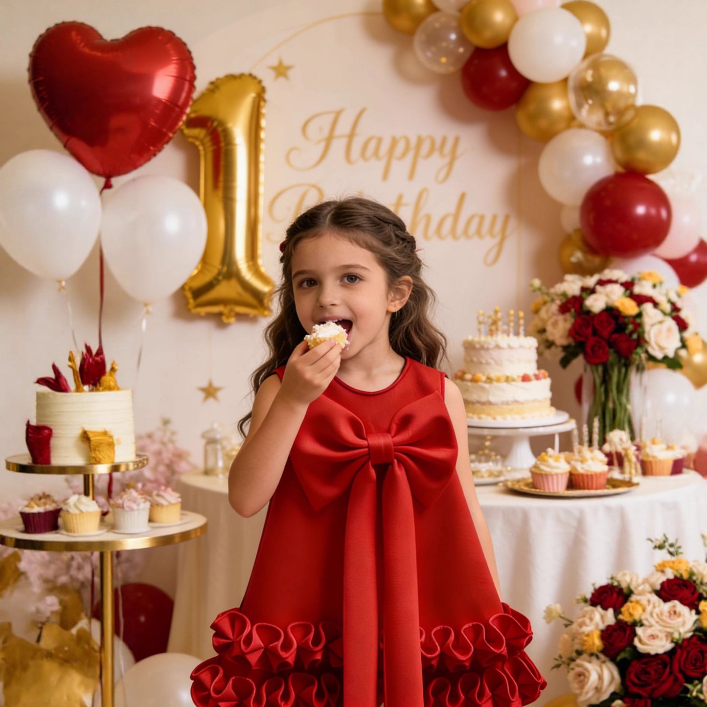 Vestido Infantil Barra Babados e Laço