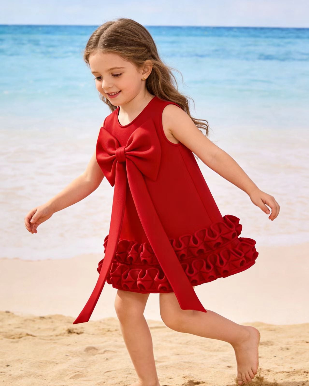 Vestido Infantil Barra Babados e Laço