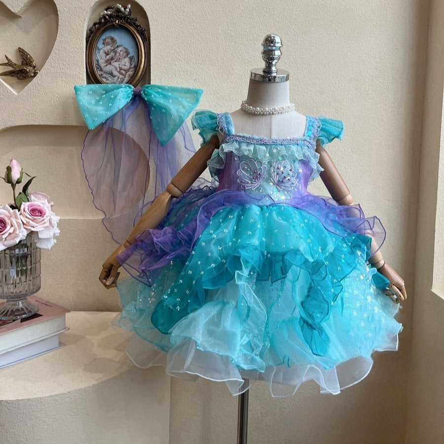 Vestido Infantil com Laço Sereia