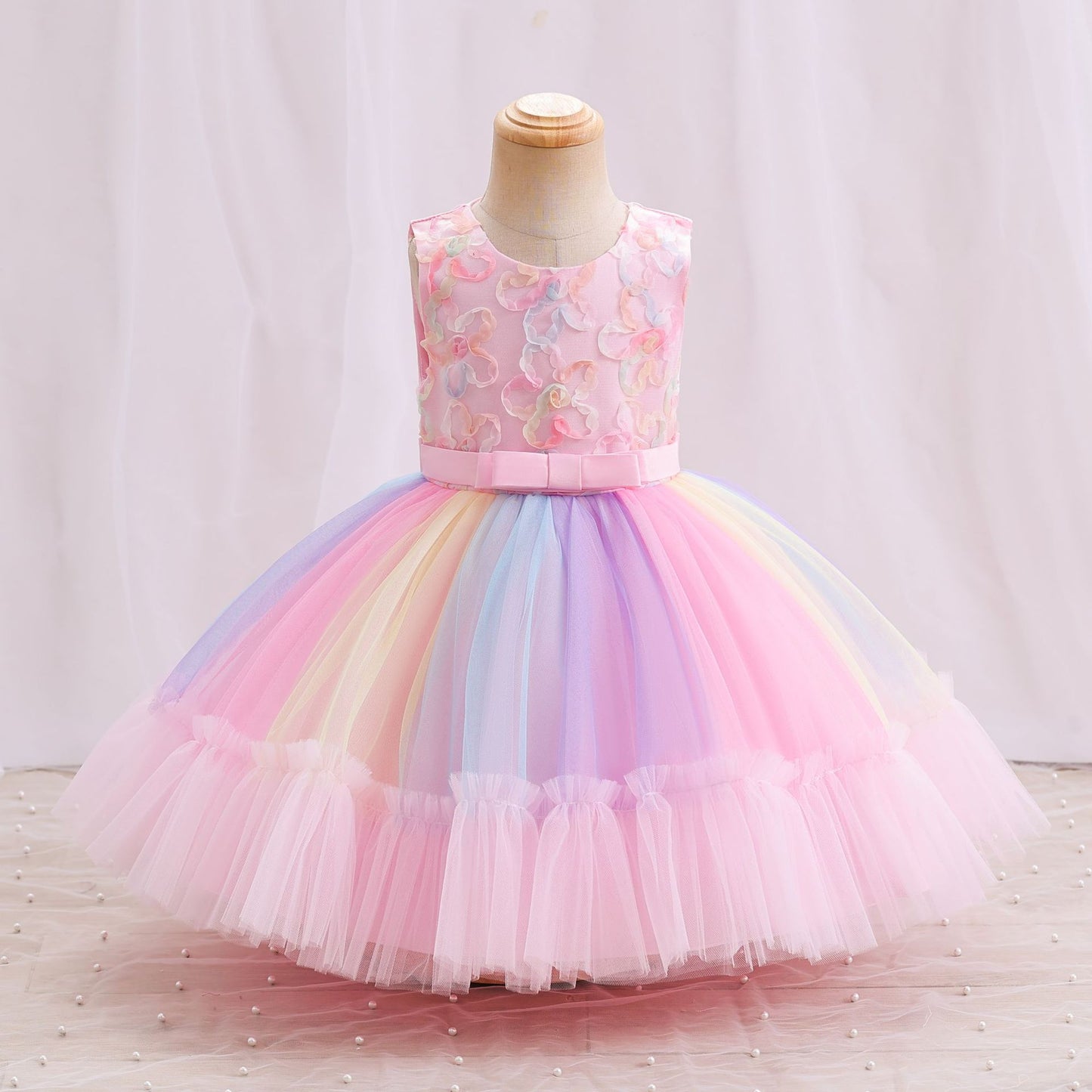 Vestido De Festa Tule Arco-Íris