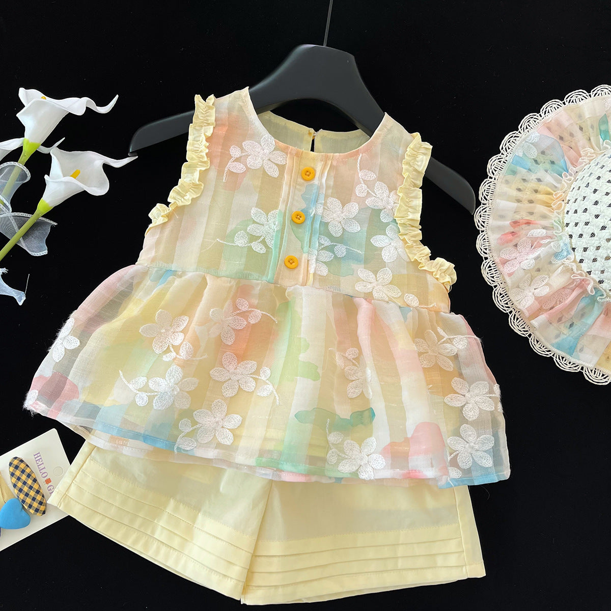 Conjunto Infantil Feminino Amarelo Flores