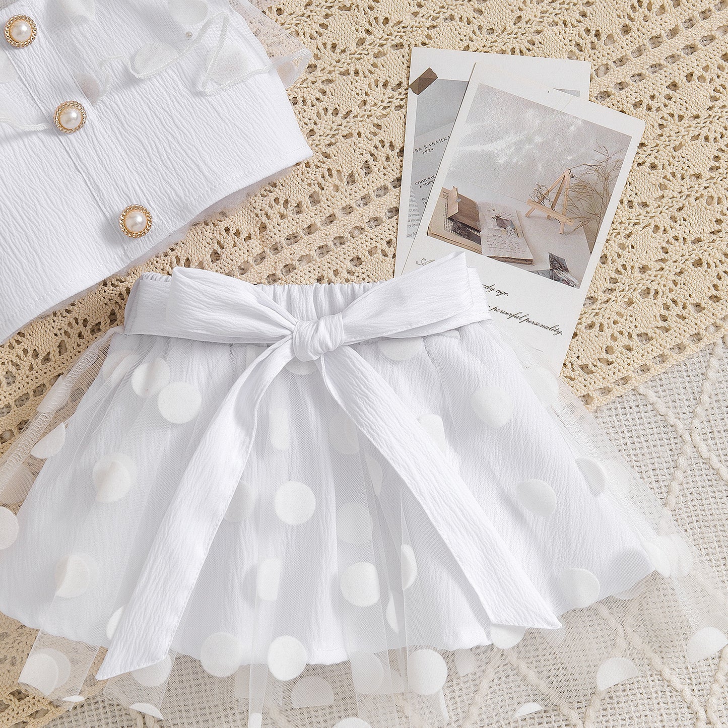 Conjunto Infantil Branco Poá