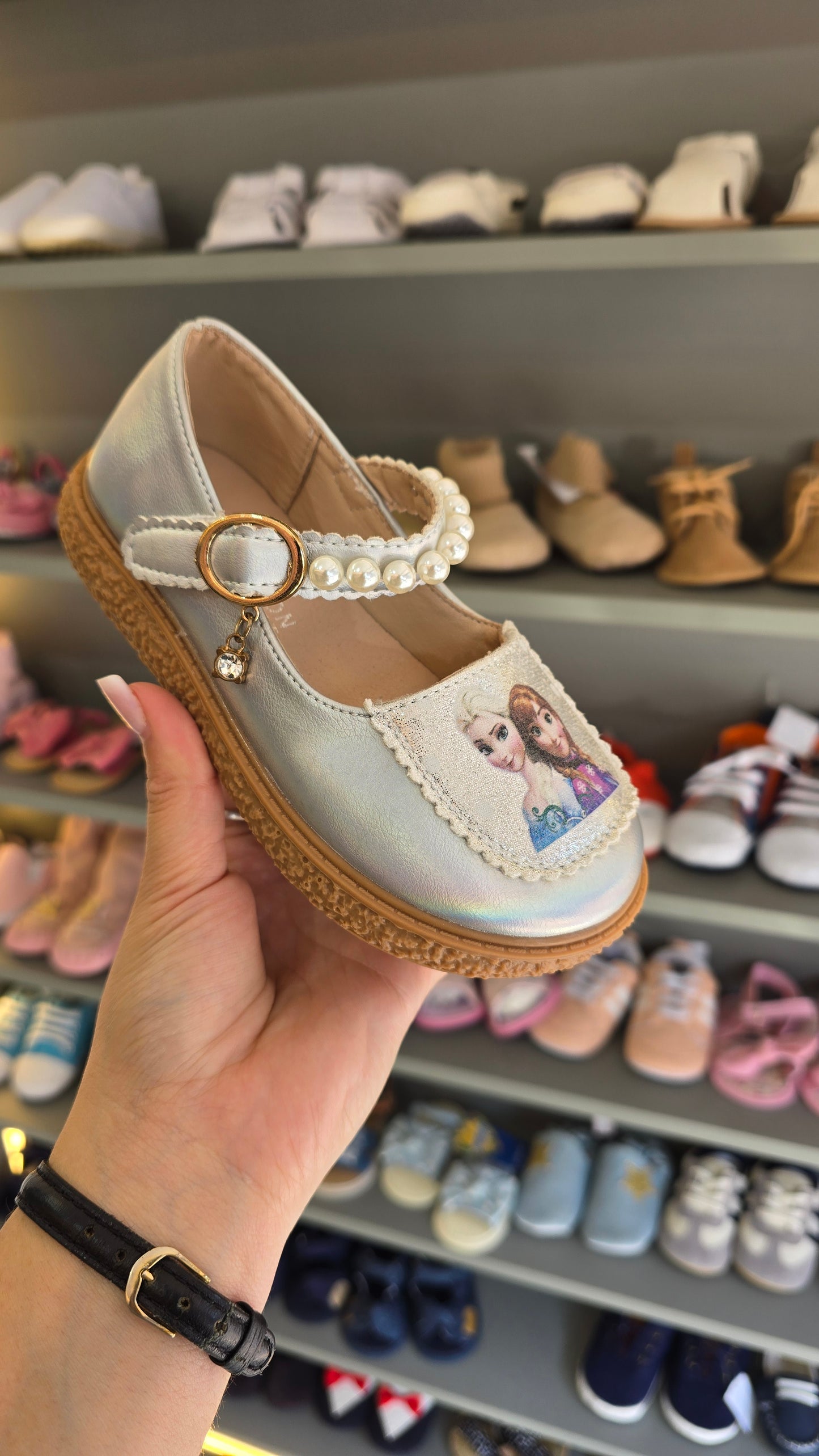 Sapato Infantil Feminino Pérolas Frozen