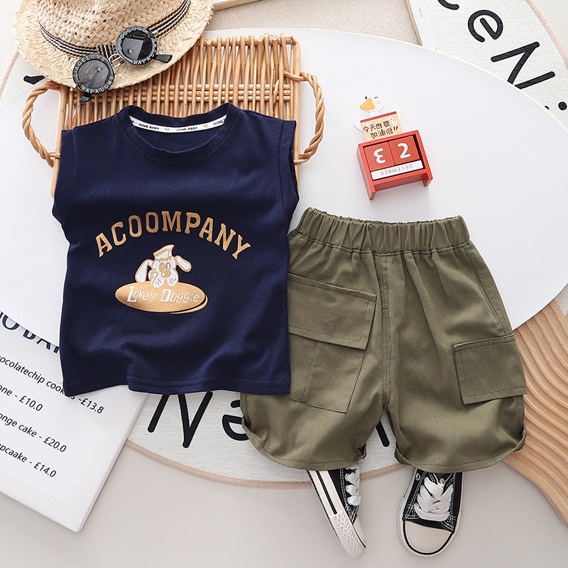 Conjunto Infantil Masculino Regata e Shorts Bolsinho