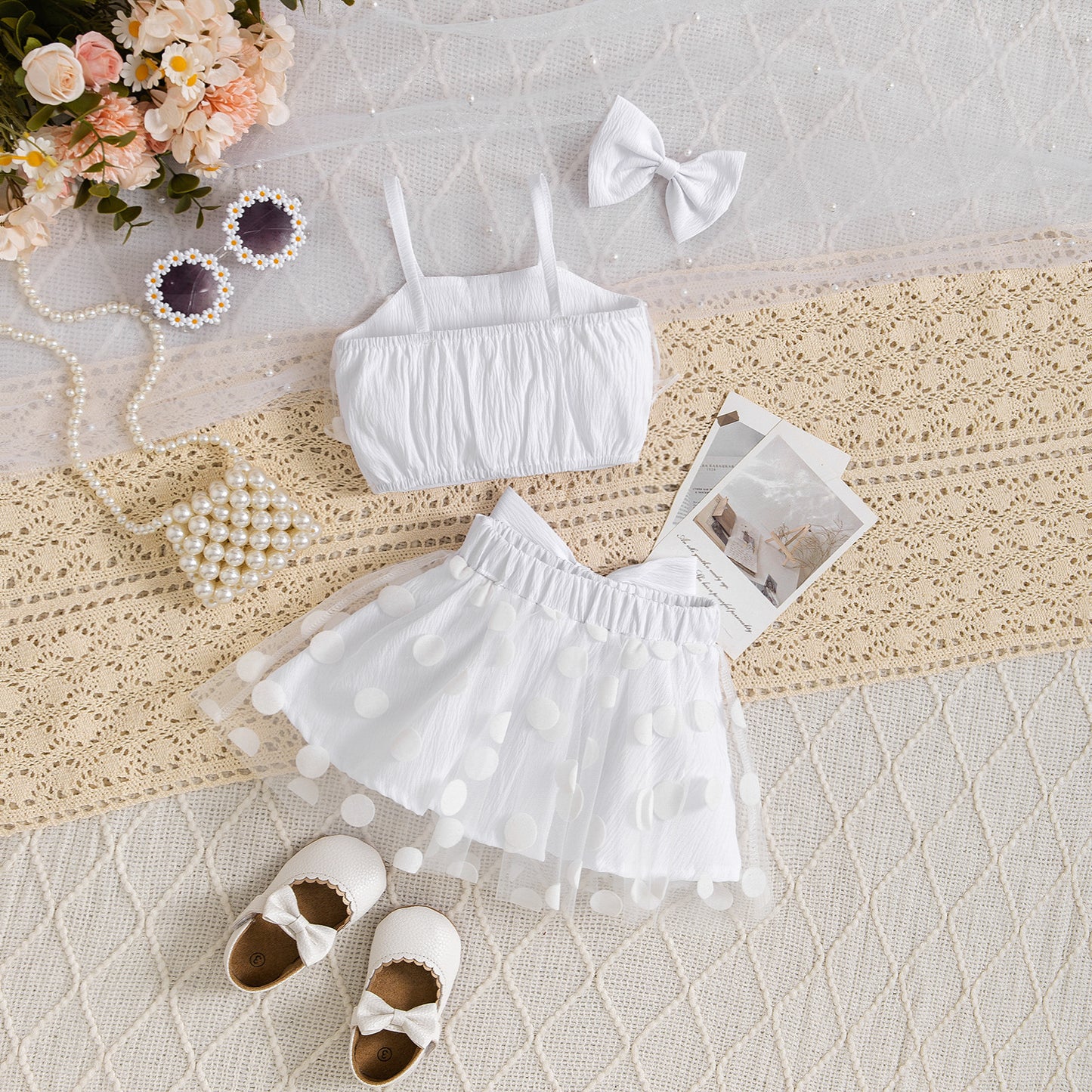 Conjunto Infantil Branco Poá