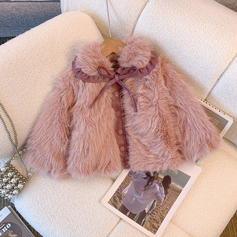 Casaco Infantil Feminino Rosa de Pelos