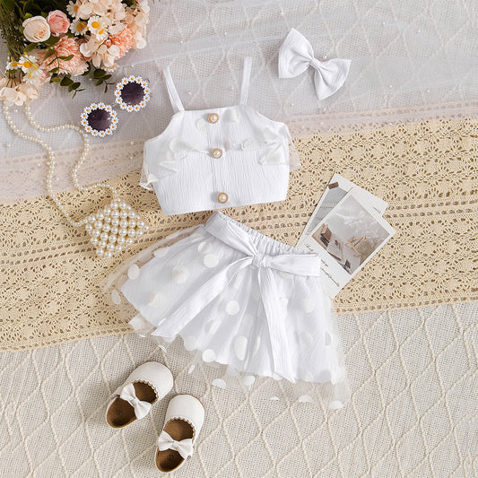 Conjunto Infantil Branco Poá