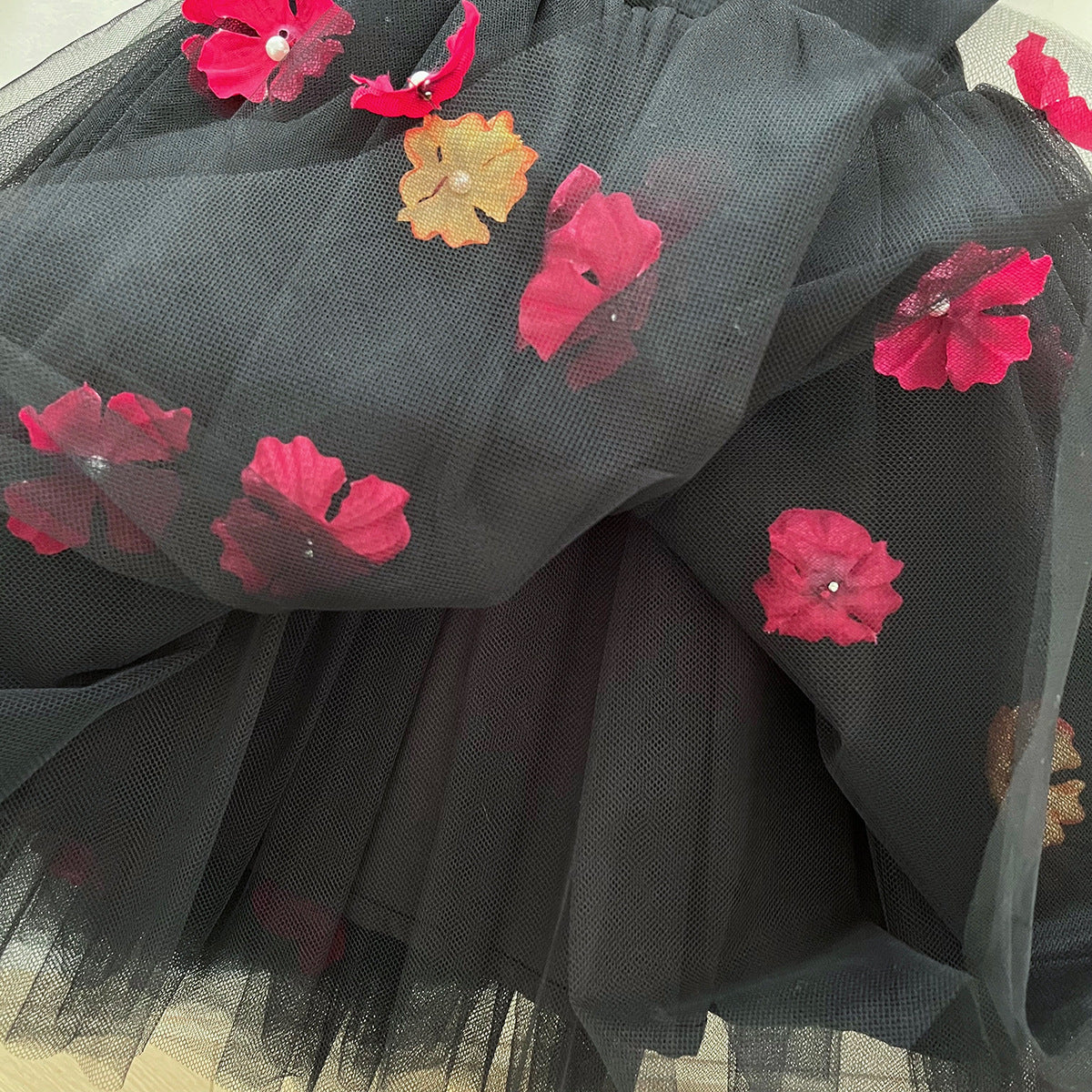 Vestido Infantil Tule Florzinhas + Chapéu