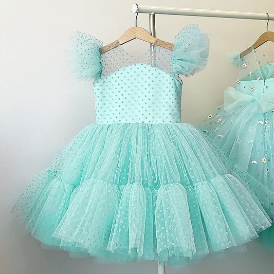 Vestido de Festa Infantil Babados e Bolinhas
