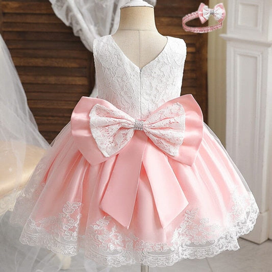 Vestido de Festa Infantil Laço + Faixa