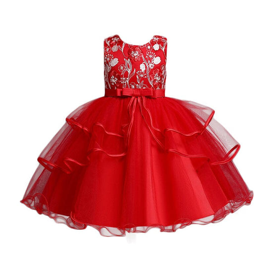 Vestido de Festa Infantil Flores e Babados