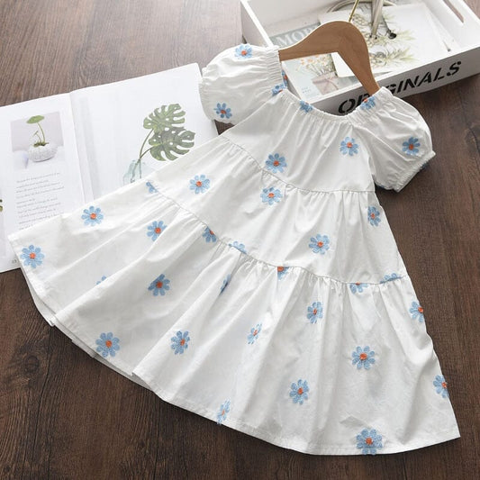 Vestido Infantil Florzinhas Azul