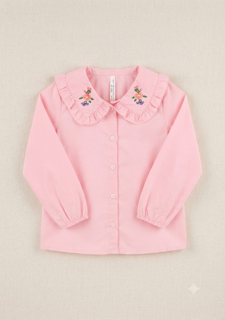 Camisa Manga Longa Gola Bordada
