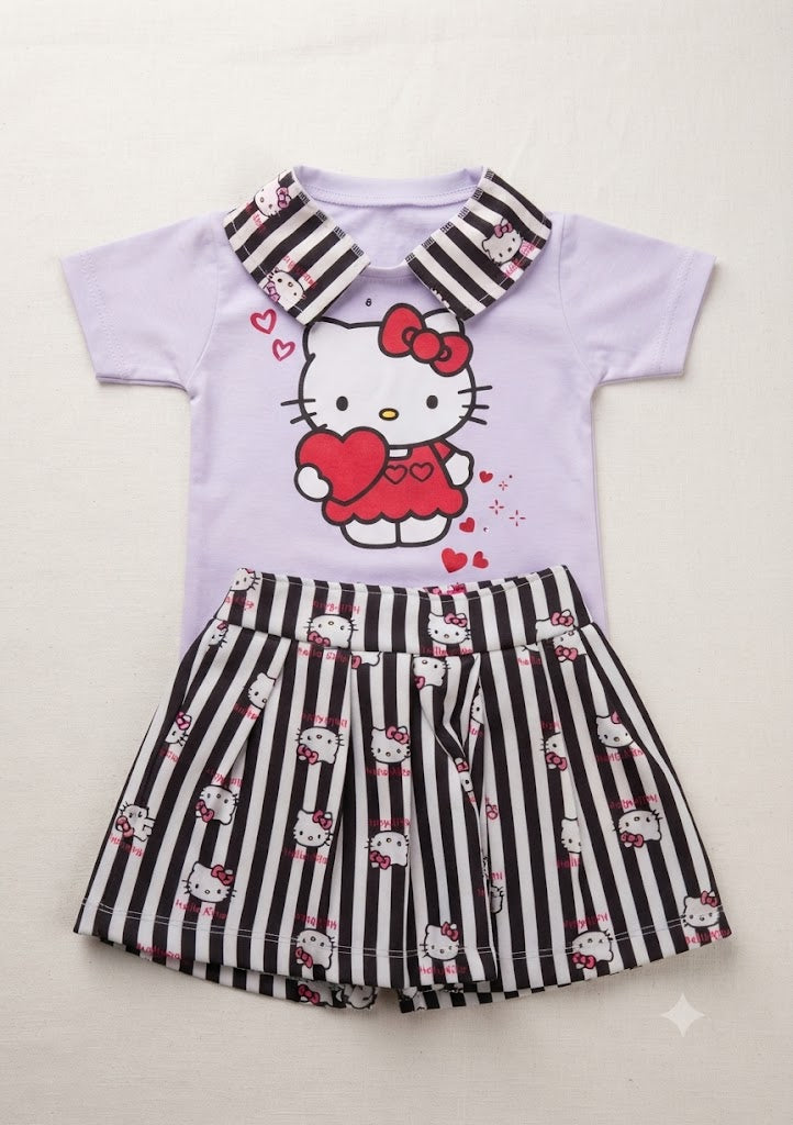 Conjunto Saia Hello Kitty Gola Kistras