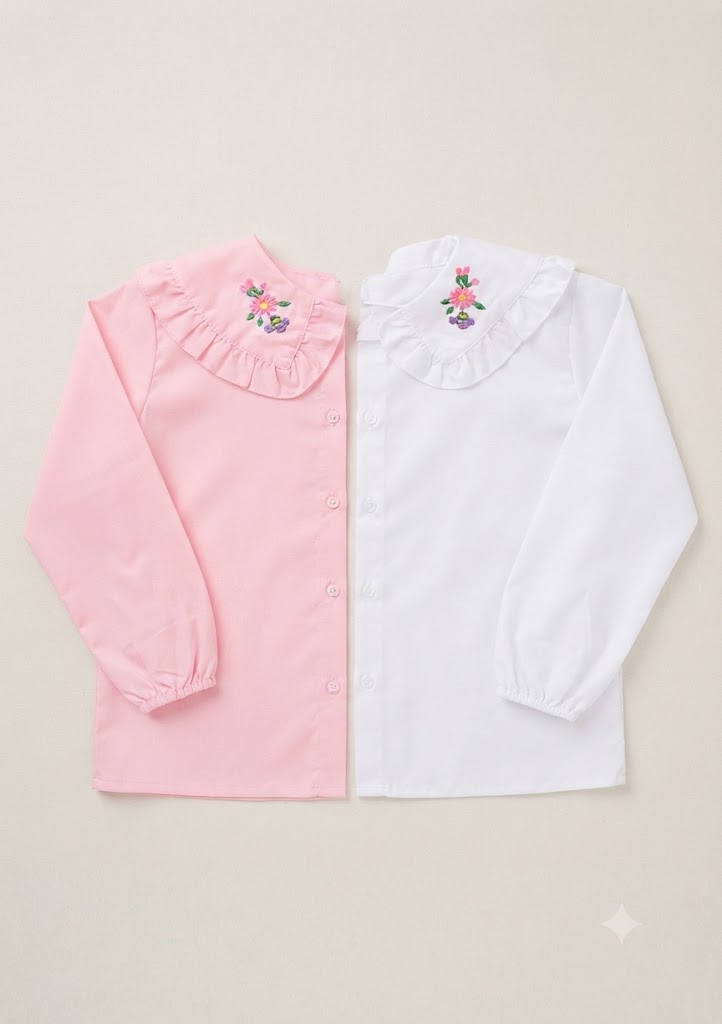 Camisa Manga Longa Gola Bordada