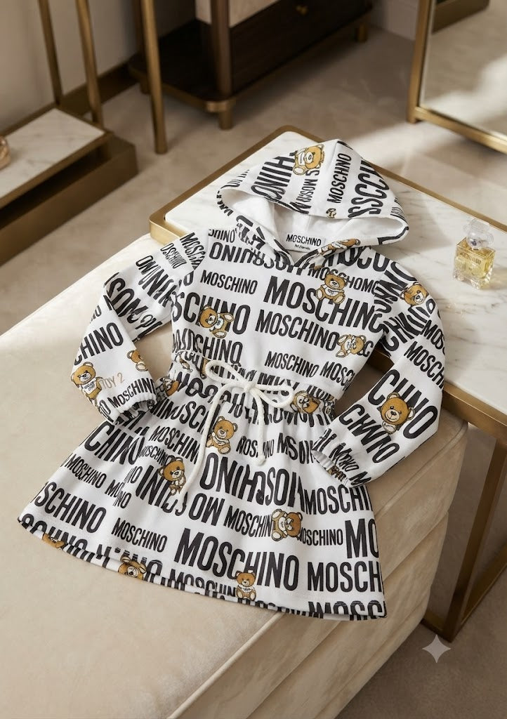 Vestido de Moletom Infantil Ursinho