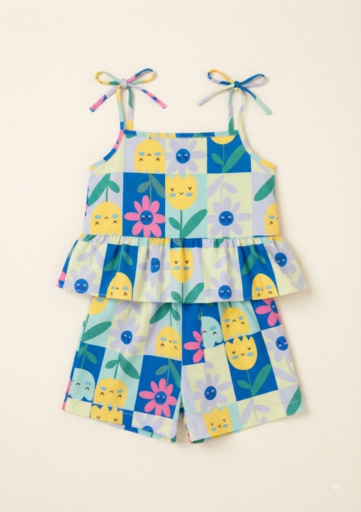 Conjunto Infantil Verão  Florzinhas