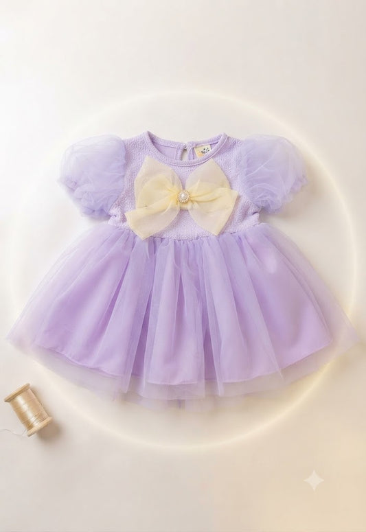 Vestido Infantil Tule Rosa Lacinho