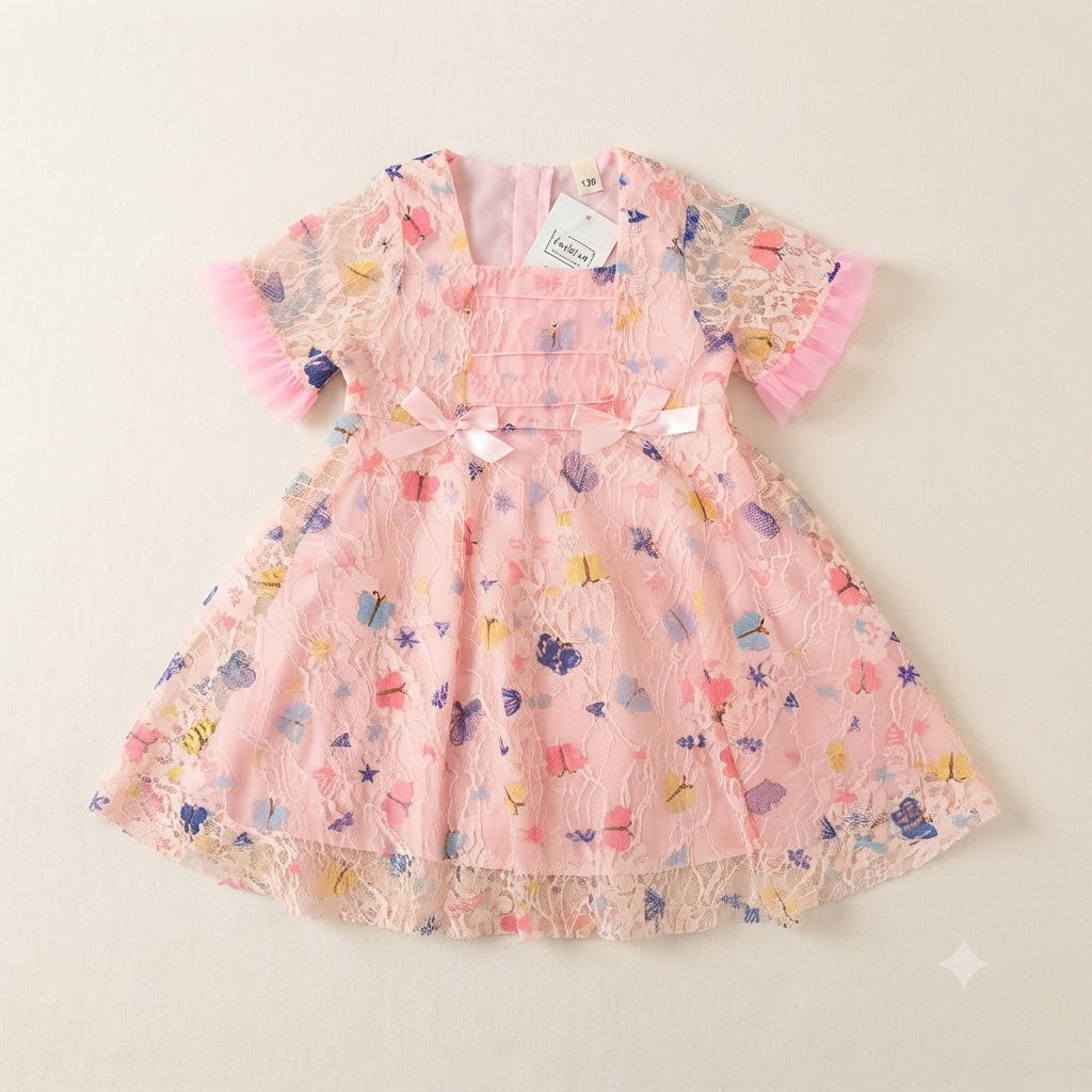 Vestido Infantil Rosa Borboletinhas