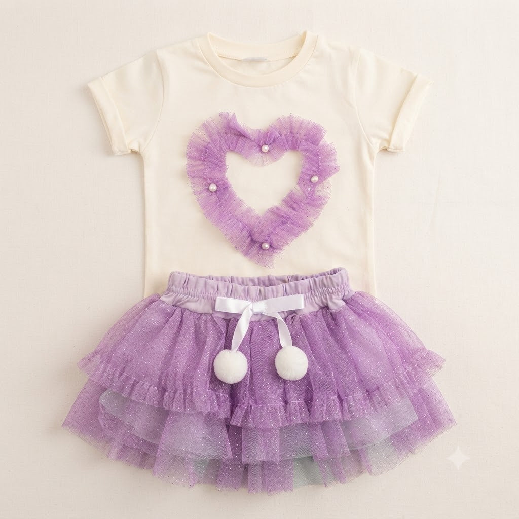 Conjunto Coração Saia Tule